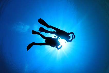 Couple Scuba Diving silhouette