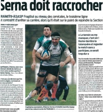 etienne serna article presse raccrochage crampons