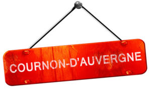 cournon d'auvergne, 3D rendering, a red hanging sign